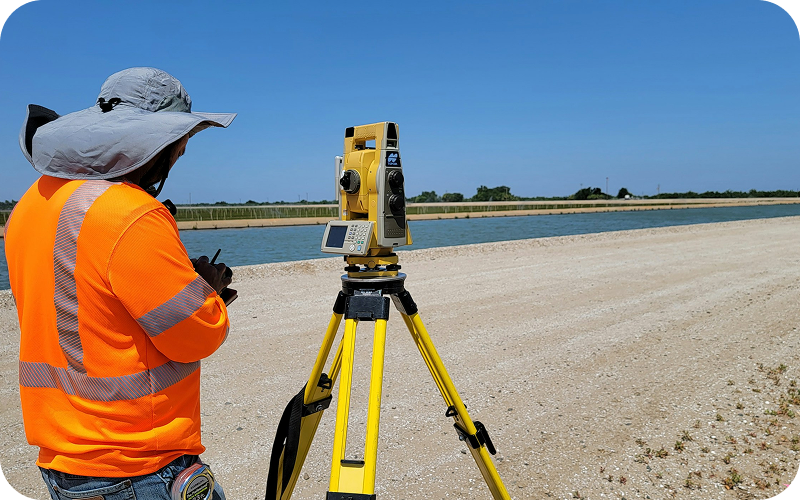 Engineer using a total station